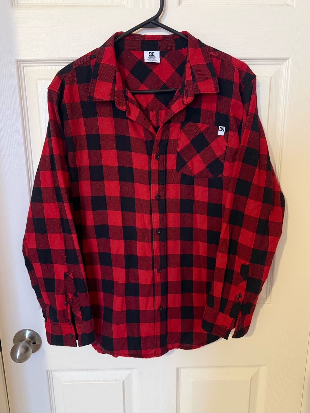 DC Red and Black Plaid Button-Up Shirt